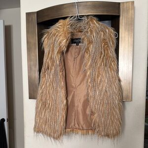 Faux Fur Vest in Tan by Charlotte Russe